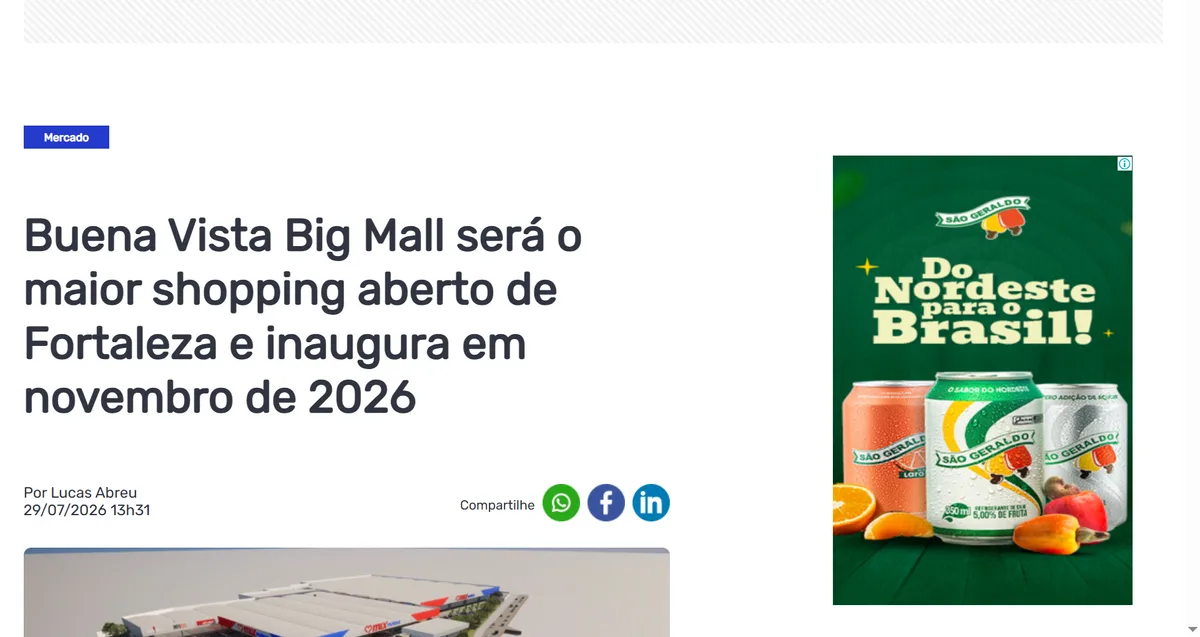 O maior shopping de Fortaleza abre em novembro